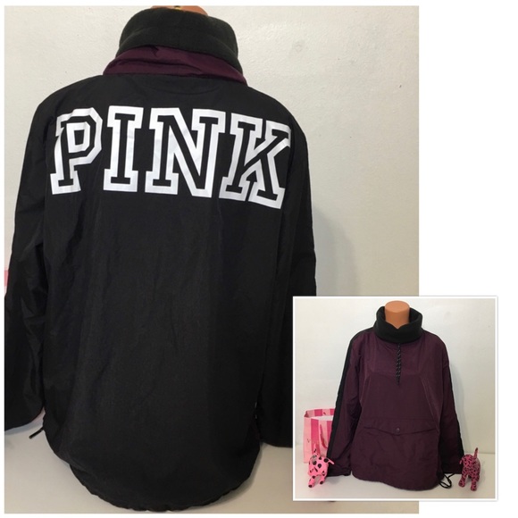 PINK Victoria's Secret Tops - NEW PINK VS LOGO ANORAK COWL NECK PULLOVER